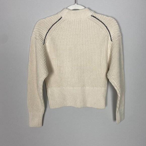 Everlane The Texture Cotton Crew Contrast Trim Sweater Knit Womens XXS Ivory - Picture 4 of 5